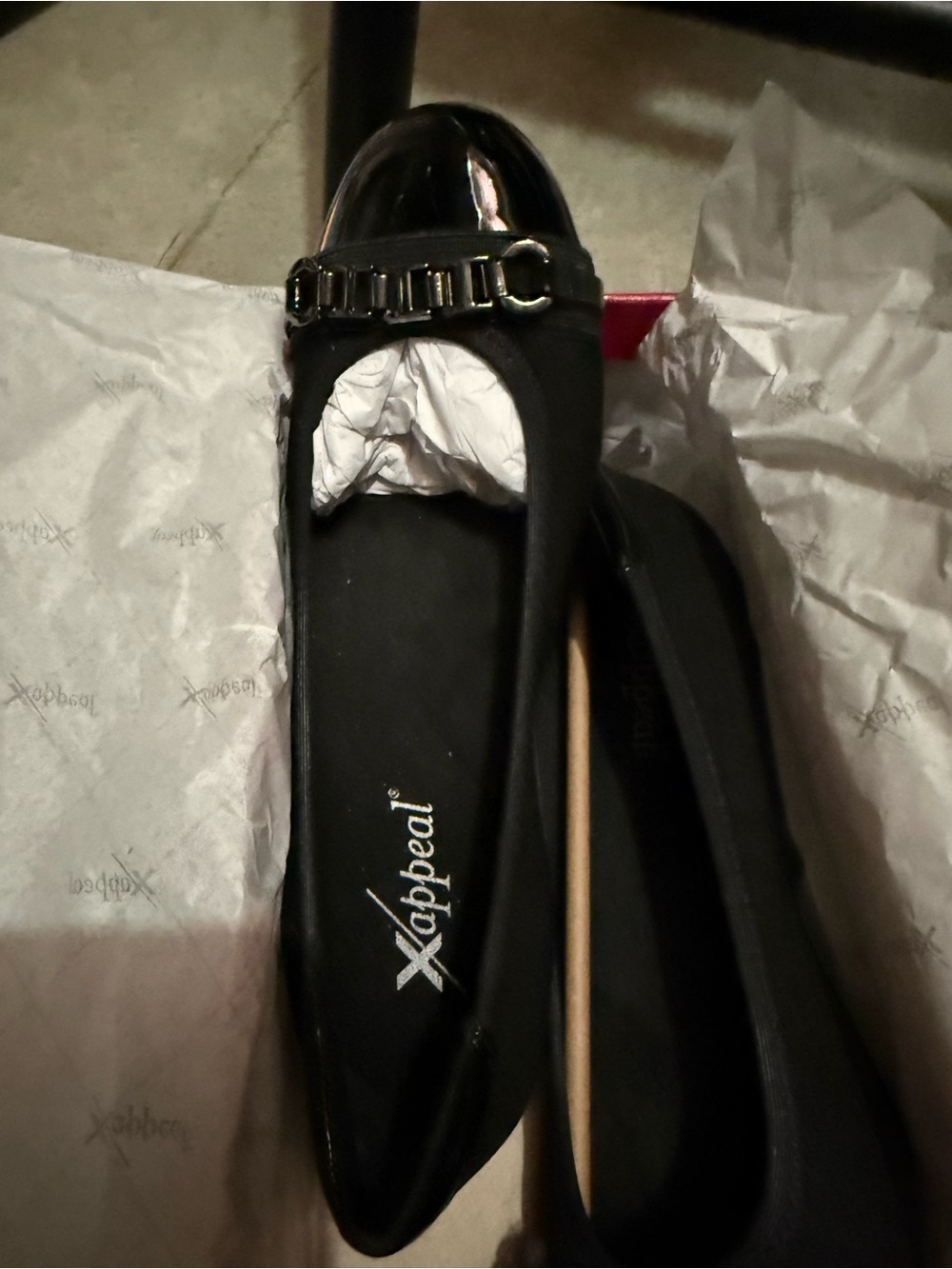 Freya Black Women's Ballet Flats with Decorative Chain Accent